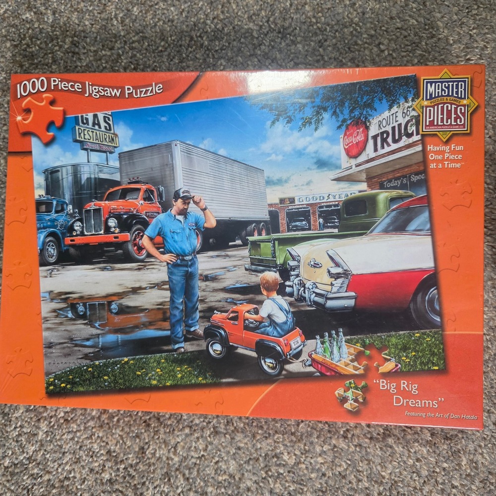 MasterPieces Big Rig Dreams 1000 Piece Jigsaw Puzzle Dan Hatala Art 70515 Retro